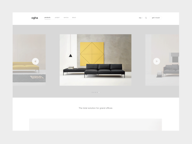 Ogha - Minimalism black and white design furniture graphic landing page minimal minimalism ui website