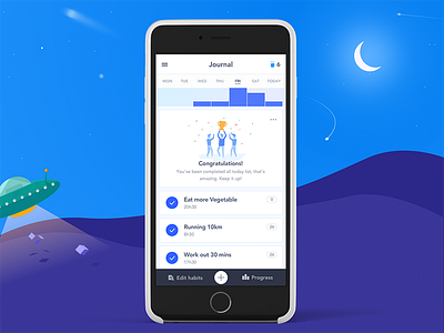 Habitify - Journal app habit habit tracker illustration ios iphone 7 journal reminder todo list ufo vietnam