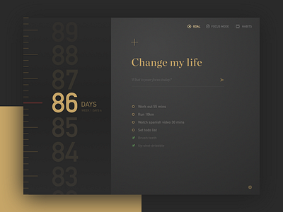 Goal page app chrome days design focus habits journal timeline todo list ui ux
