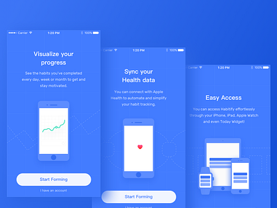 Habitify : Onboarding access apple habit health illustration ios iphone onboarding progress todolist walkthrough