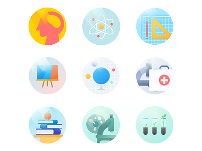 Icon pack agricultural arts education engineering humanities icon natural science social