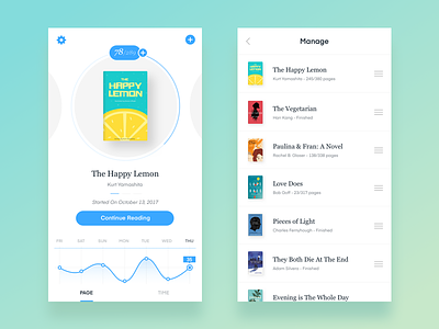 Book Tracking App book cover design happy page time tracking ui ux