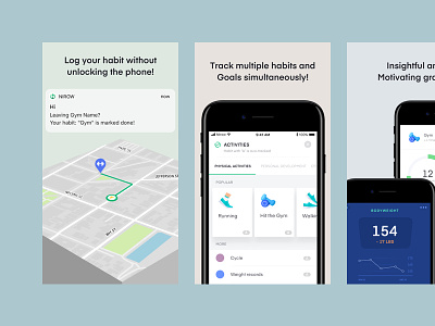 Screenshots for new app analytics fitness graph green ios product design productive stats tracker ui ux