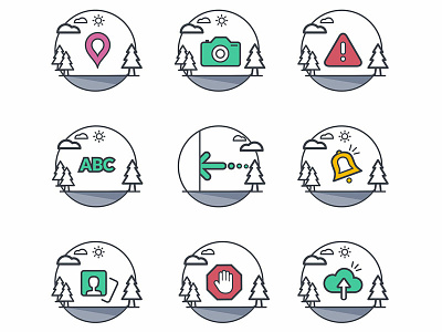 Icons for app app branding coloful design green icons icons set illustration location location app map message messages mobile red ui user ux vector yellow