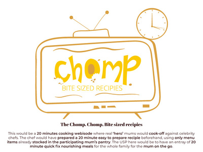 Chomp. Bite Sized Recipes design icon illustration typography web