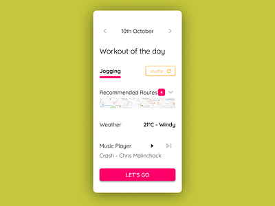 Daily UI 61 daily daily 100 challenge dailyui design fitness material design minimal mobile mobile app music routes ui workout workout of the day workout tracker