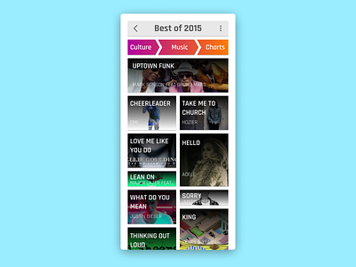 Daily UI 62 best of best of 2015 charts daily daily 100 challenge dailyui design grid list material material design mobile app music tiles ui