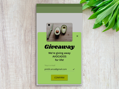 Daily UI #001 - Giveaway sign up page app avocado challenge daily ui daily ui 001 dailyui 001 design giveaway mobile mobile apps prototype ui ui ux ux
