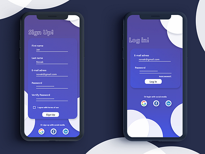 Sign Up and Login Screen - UI