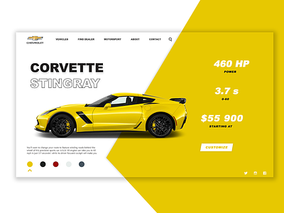 Corvette - E commerce shop DailyUI 012 adobe xd app ui branding dailyui dailyuichallenge design flat ui uiux website website concept website design