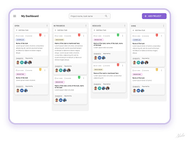 Kanban Dashboard colours dashboad design kanban managment schedule tracking ui ux web website