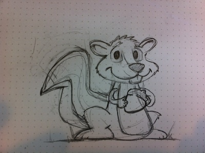 Rough sketch of the squirrel kids room squirrel