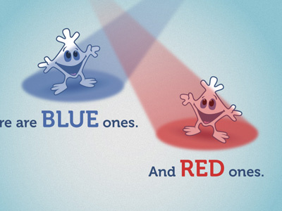 Blue Ones / Red Ones childrens book illustrations