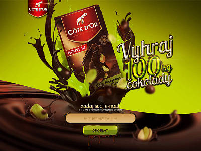 Landing page for getting e-mails chocolate landig mail pistachio splash web