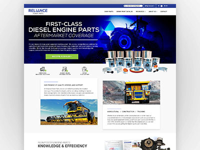 Engine Parts Landing Page combine construction engine landing page parts seo tractor ui ux web web design website