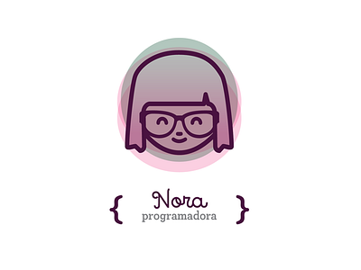 Nora the programmer geek girl. geek chick girl icon logo