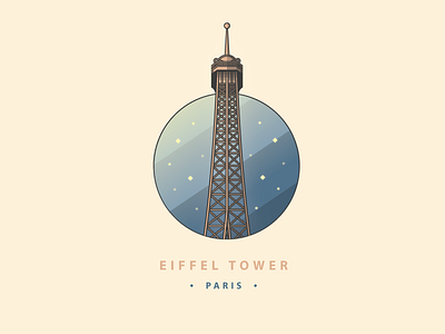 Eiffel Tower badge eiffel tower france high illustration line line icon monument paris rise sunset tower