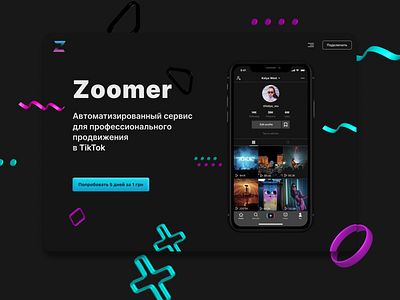 Zoomer TikTok followers service branding design illustration logo ui vector