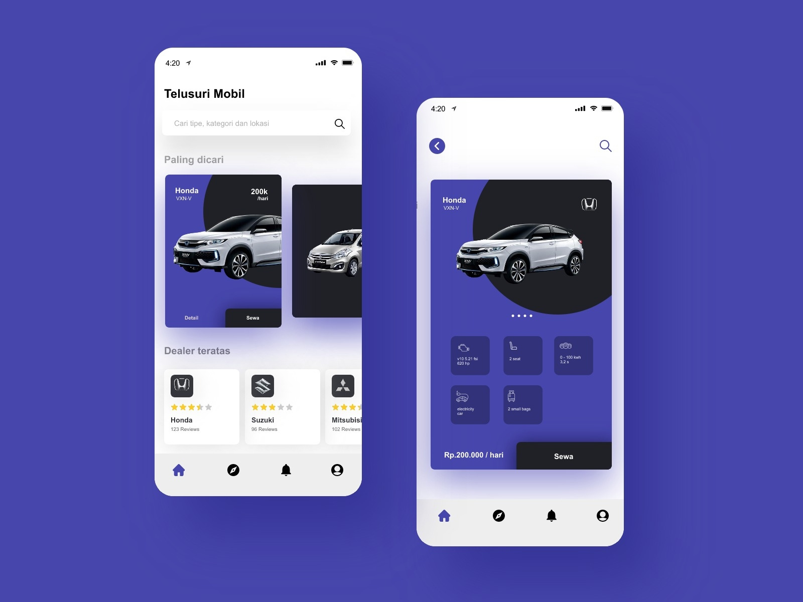 Rent Car UI Design by Akreativa on Dribbble