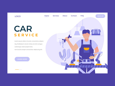 Car Service Landing Page car illustraion landingpage mechanic repair service uidesign