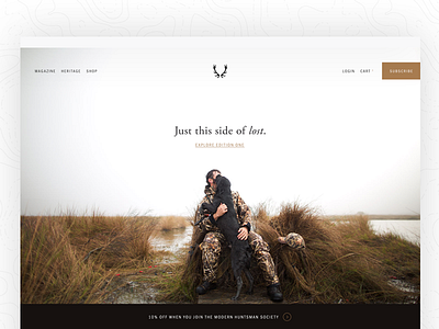 Modern Huntsman Web Design branding clean desktop dog hunting lifestyle magazine minimalist outdoor web website