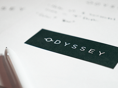 Odyssey Brand Identity Discovery black box brand discovery journey logo notebook paper progress sketch stories