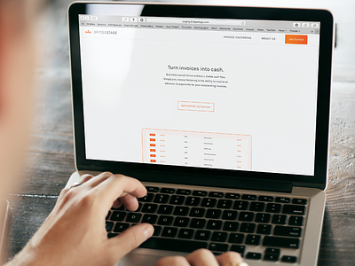 BridgeStage Web Staging finance invoice macbook minimalist negative space orange ux web design website