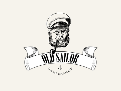 Old Sailor Logo barber barbershop branding design drawing illustration logo sailor vector