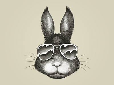 Cool Bunny bw color colour cool logo paint sketch watercolour