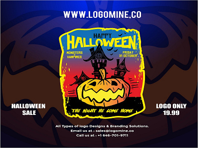 Halloween Pumpkin Logo Sale At Logomine 2020 branding character costume design flat graphic design halloween halloween design halloween party halloween2020 holiday illustration logomaker logomine monster newlogo pumpkin simple logo vampire