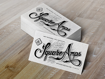 Square Amps Letterpress Business Cards Mockup amplifier amps branding guitars hand lettering lettering logo logotype