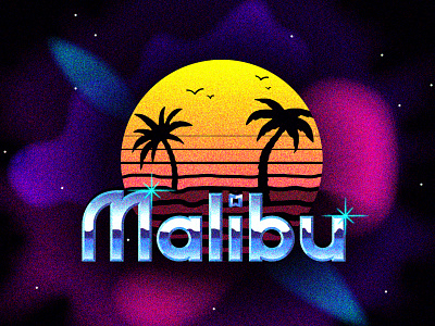 Mali-booyah beach hand lettering illustration lettering malibu space texture typography vaporwave