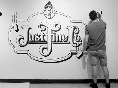 Just Fine Exhibition branding hand lettering illustration lettering medicine mural type typography