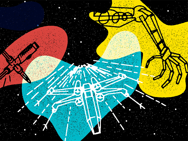 Let there be light(sabers) kylo xwing c3po star wars illustration