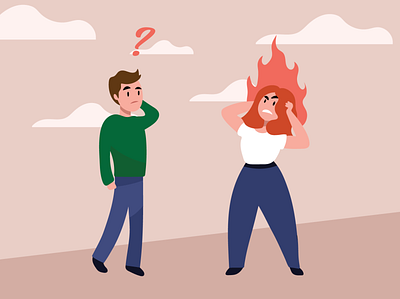 Someone's mad angry art fire illustration minimal pink simple vector