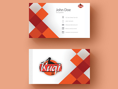 Kuqi Business Card bird branding business card challenge clothing design fakeclients logo mockup red simple squares warm