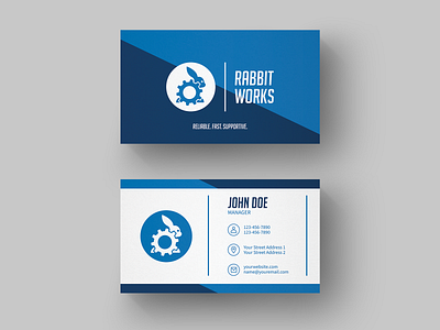 RabbitWorks Business Card blue branding businesscard color formal it logo minimal rabbit tech