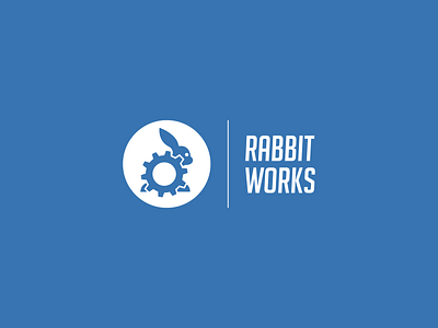 RabbitWorks Logo art blue branding color design formal it logo minimal rabbit simple tech