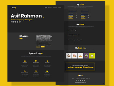 Portfolio Website app design flat illustration logo ui ux web webdesign yellow