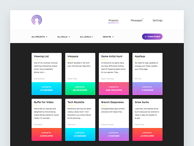 Find your side project cards designer developer find hacker list side skills startup user interface web design weekend