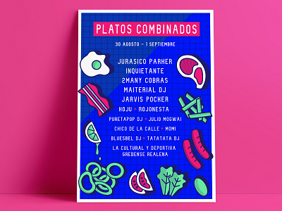 Platos Combinados Fest design flat illustration poster vector