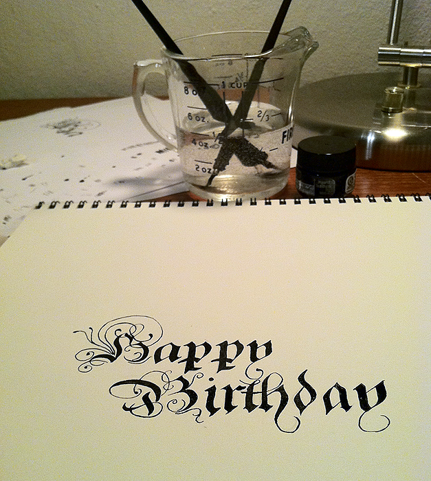 happy birthday pencil sketch