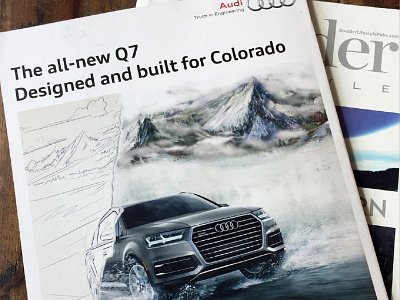 Audi Print Ad boulder car colorado concept digital painting mountains painting