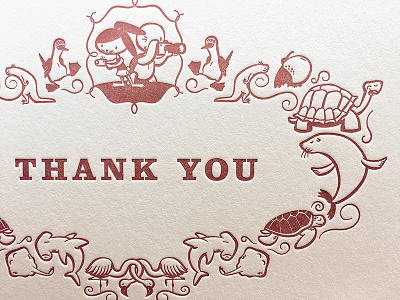 Letterpress "Thank You" Card illustration illustrator letterpress monotone