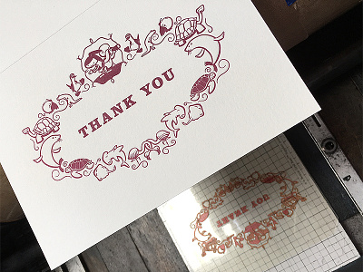 Letterpress "Thank You" card - Just printed illustration illustrator letterpress monotone