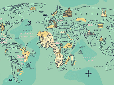 Map Illustration education illustration map puebla world