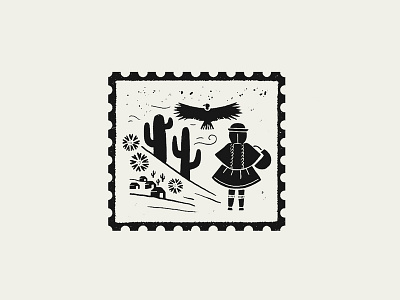 Stamp Peru illustration puebla stamp