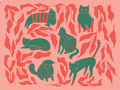 cat illustration #2 cat cats illustration pink puebla surface