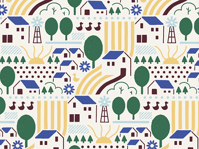Casitas Pattern farm house illustration pattern puebla surfacedesign surfacepatterndesign