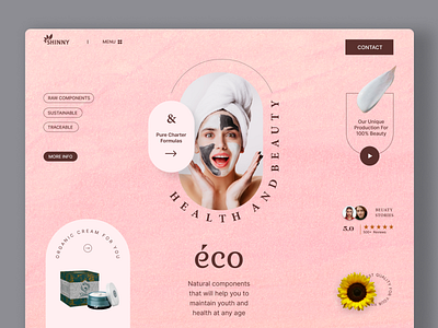 Beauty website landing page hero section Ui design